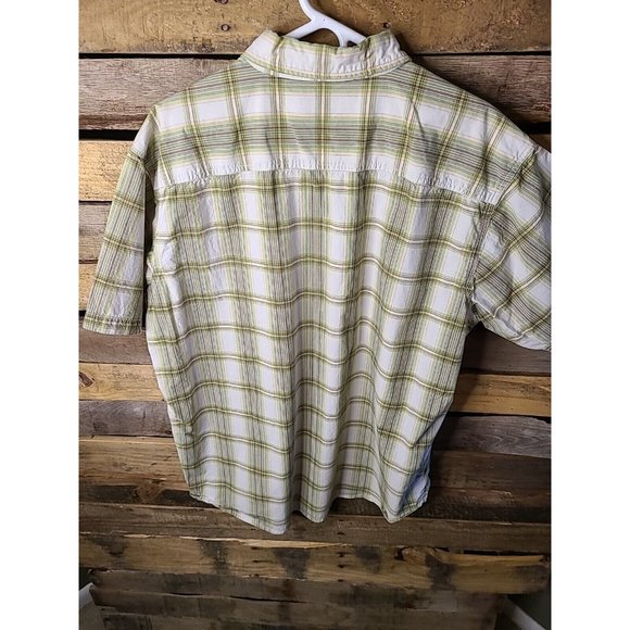 Carhartt Mens Button Up Short Sleeve Green Plaid Shirt Casual Work XL Cotton - Picture 8 of 9